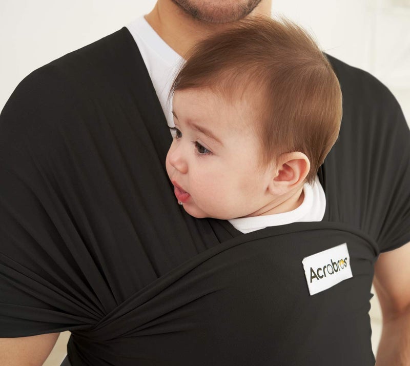 Acrabros Baby Wrap Carrier,Hands Free Baby Carrier Sling,Lightweight,Breathable,Softness,Perfect for Newborn Infants and Babies Shower Gift,Black - Image 5